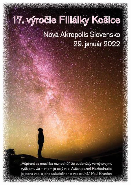 29.1.2022 Slávnosť 17. výročia založenia košickej filiálky Novej Akropolis Slovensko